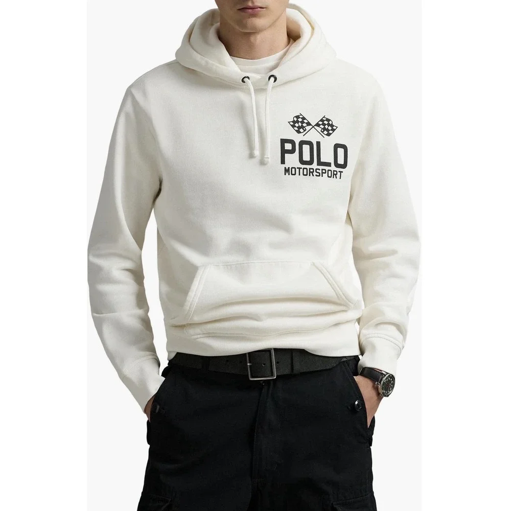 Polo Ralph Lauren Polo Motorsport Hoodie White With Back Graphic Mens Size S NWT